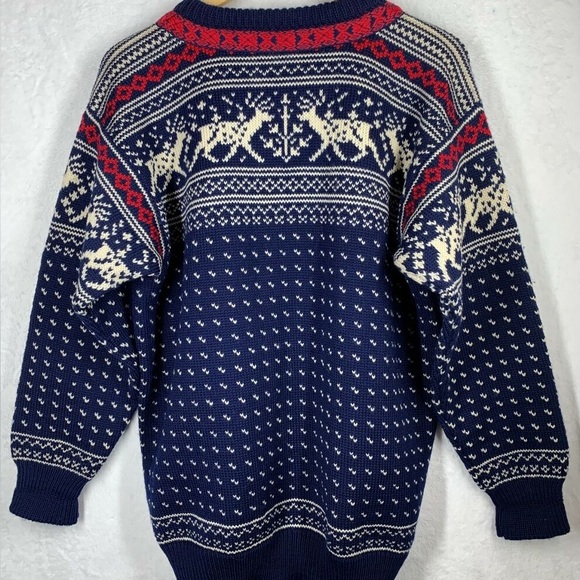 DALE of norway virigin wool sweater womens size XXL loose weave navy winter - Picture 13 of 14